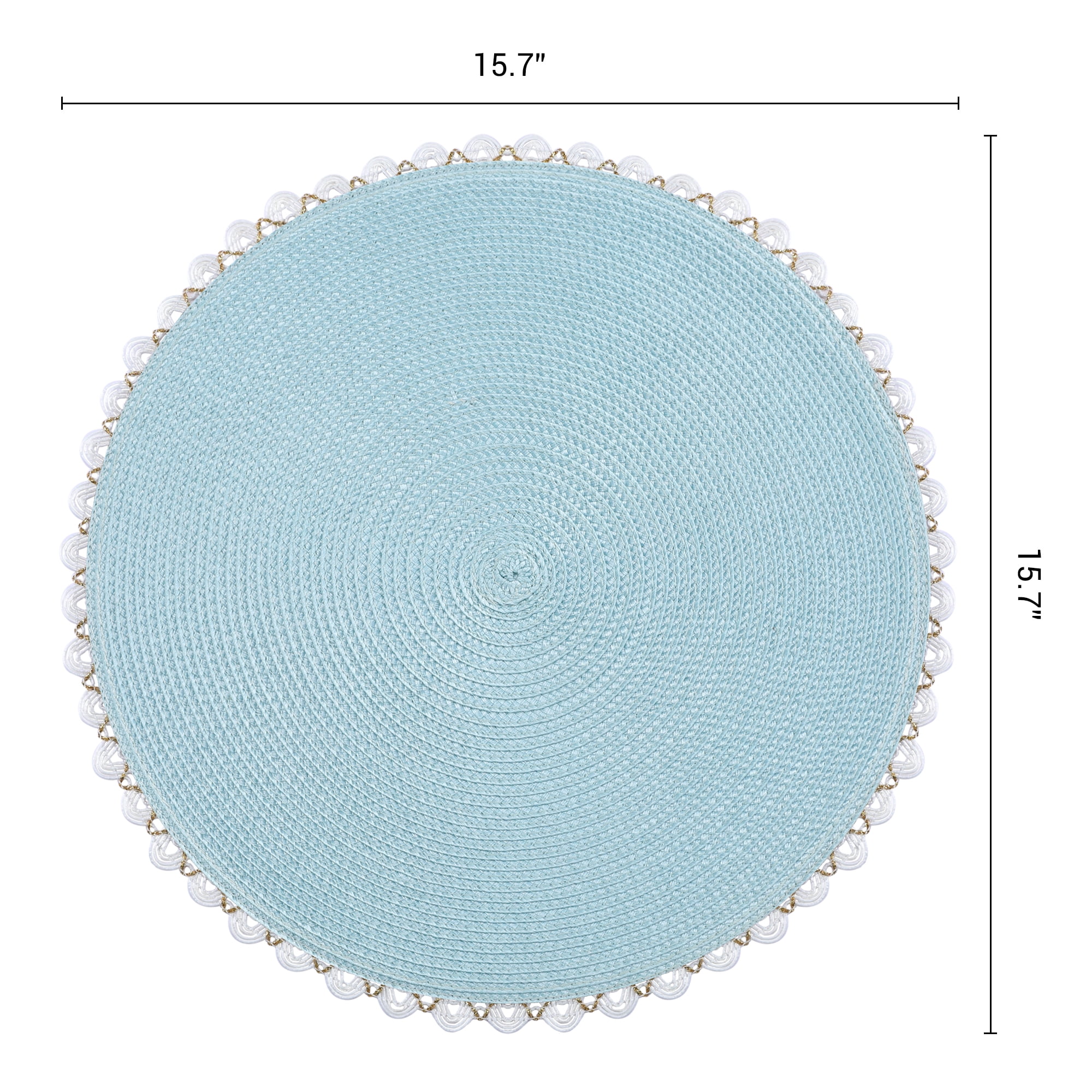 Unique Bargains Round Placemats Set of 6 Woven Table Mats Dark Blue 15.7x15.7inch