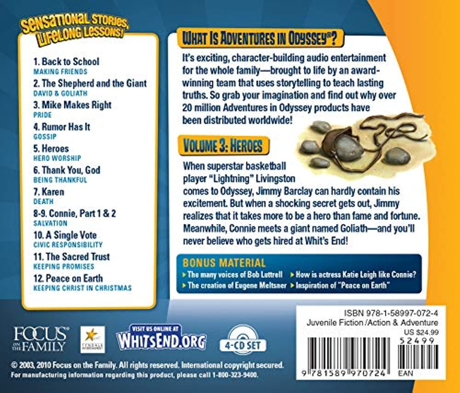 Adventures in Odyssey Heroes: And Other Secrets, Surprises & Sensational Stories, Book 3, (Audiobook)