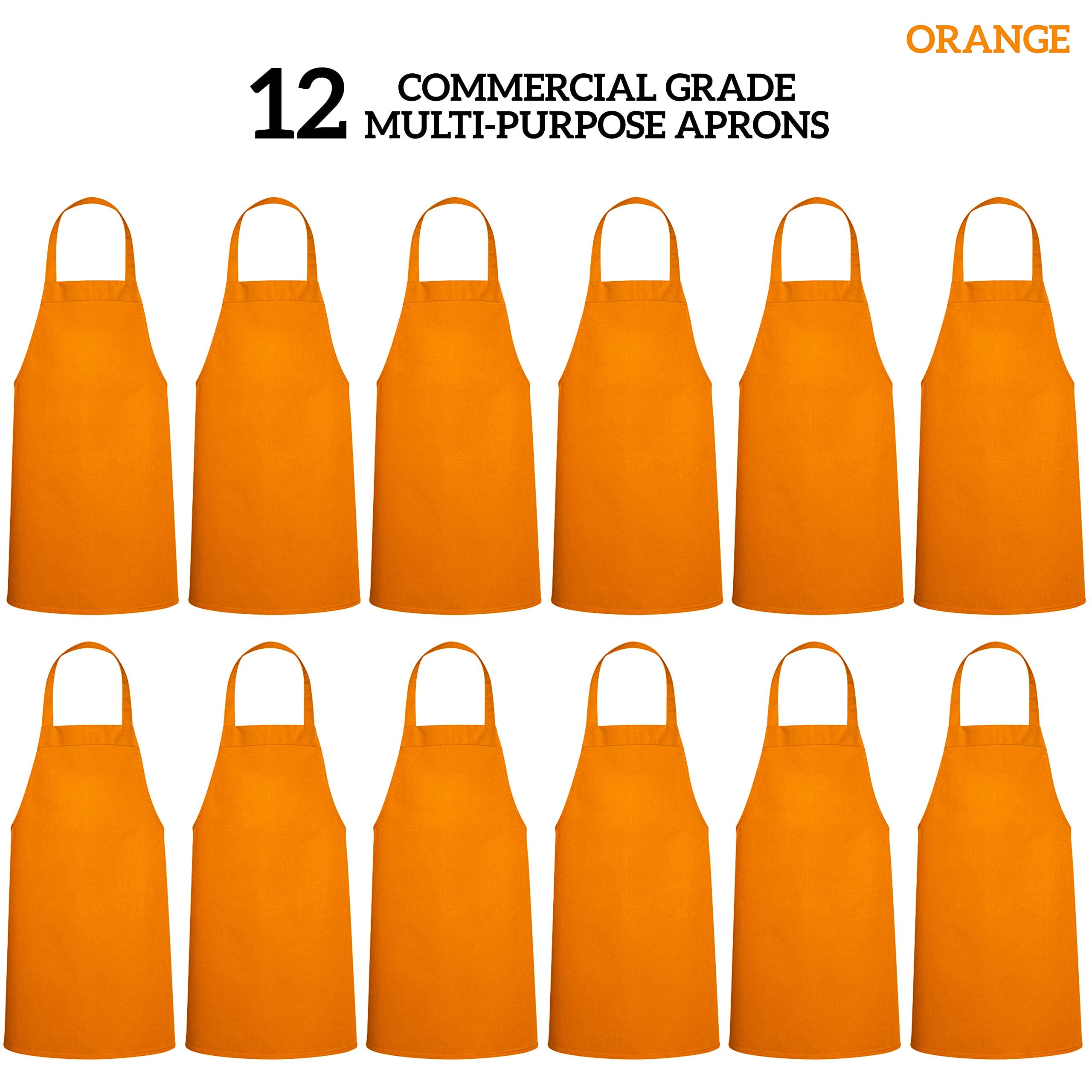 12 Pack Professional Chef Apron - Grilling Aprons For Men  Waterproof Cooking Bbq Work Or Restaurant Use Kitchen Women Orange No Pockets
