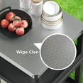 thumbnail image 3 of Portable Outdoor Grill Table with HDPE Legs，Grill Cart with Stainless Steel Top&3-Shelf Storage for BBQ Prep Table，A Long-lasting Dining Cart Suitable for Outdoor&Indoor Use Black, 3 of 7