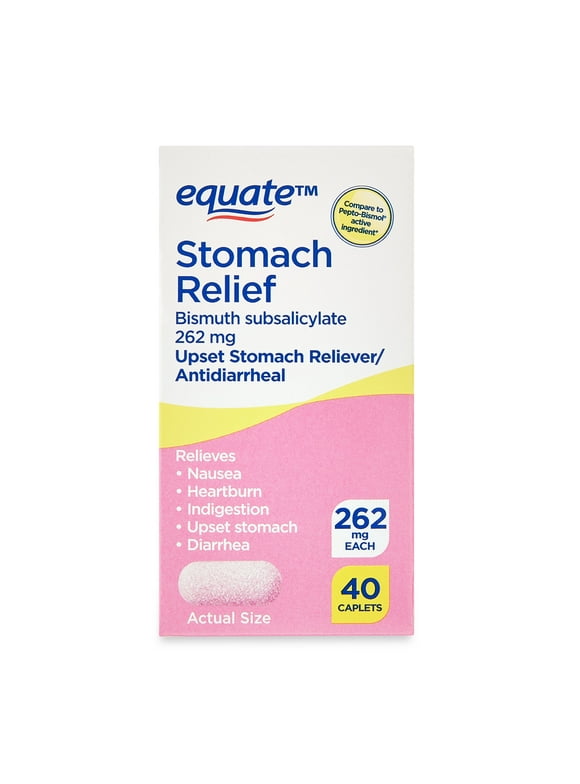 Equate Stomach Relief Caplets, 262 mg, 40 Count