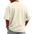thumbnail image 5 of Inglocry Mens Oversized T-Shirts Heavyweight Crew Neck Stretch Fashion Tee Tops Beige S, 5 of 5