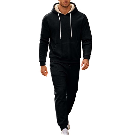 successthop Sweatsuits for Men 2 Piece Hoodies and Joggers Set Fleece Line Long Sleeve Tops Fall Tracksuit with Pockets
