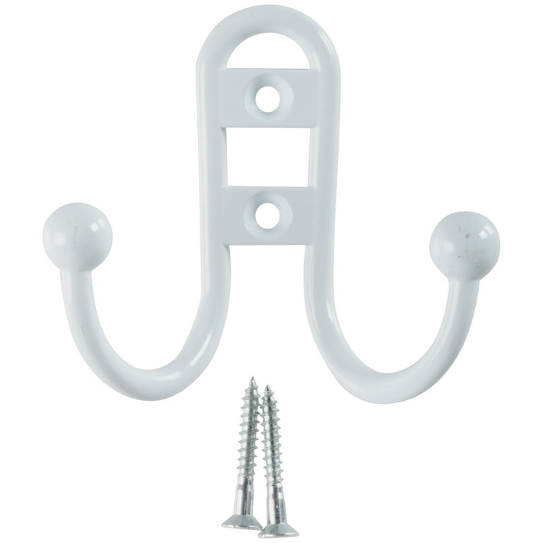 Mainstays, Double-Hook White Hoop Coat Hook, Mounting Hardware