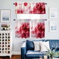 thumbnail image 2 of Red Rose Kitchen Curtains Valances and Tiers Set of 3 Floral Reflection Tier Curtains and Valance with Rod Pocket for Small Windows, 27.5"x24", 2 of 9