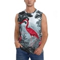thumbnail image 2 of Lsque Flamingo On The Jungle Print Men's Cotton Blend Sleeveless Muscle Shirts (S-3XL)- Moisture Wicking, Odor Protection, UPF 30+,Medium, 2 of 8