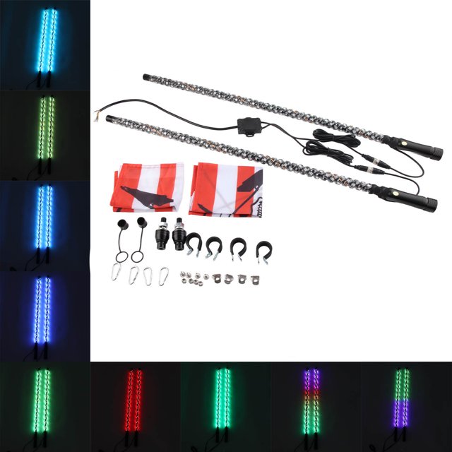 Whip Lights, RGB LED Whip Light with App and Remote Control, 300 Patterns 366 Modes 32 Brightness 10 Speed, Spiral Chasing Lighted Antenna Whip for UTV ATV Off Road Truck