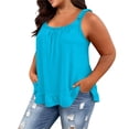 thumbnail image 2 of Plus Size Women Cotton Linen Tank Tops Scoop Neck Ruffle Hem Sleeveless T-Shirt Summer Casual Loose Cami, 2 of 6