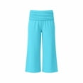 thumbnail image 5 of OOOUM Girls Capri Pants Elastic Waist Wide Leg Pants Stylish And Comfortable Casual Trousers For Various Sports Mint Green 9-10 Years, 5 of 8