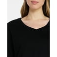 thumbnail image 5 of Time and Tru Women's Cotton V-Neck Tee with Long Sleeves, Sizes XS-XXXL, 5 of 6