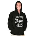 thumbnail image 4 of Date Vegan Girls Funny Vegetarian Gym Men's Big & Tall Graphic Zip Up Hoodie Brisco Brands 2X, 4 of 5
