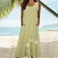 thumbnail image 5 of Ahuyic Womens Summer Casual Dress,Womens Plus Size Dress,Womens Sleeveless And Linen Round Neck Printed Long Dress,Green,XXXXXL, 5 of 5