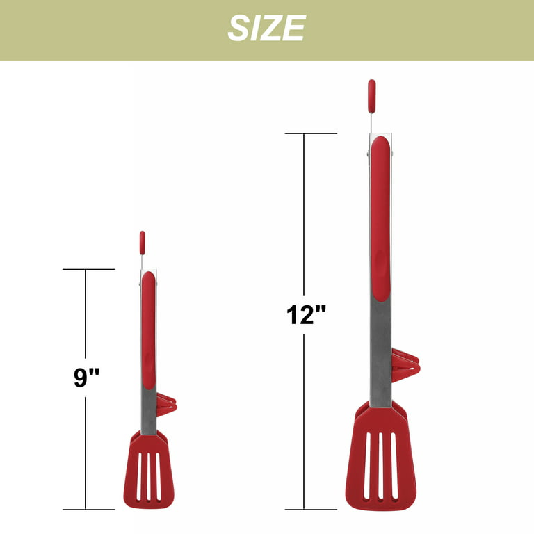 Unique Bargains Silicone Handle Stainless Steel Bbq Non-stick Locking Tongs  Burgundy 9&12 2 Pcs : Target
