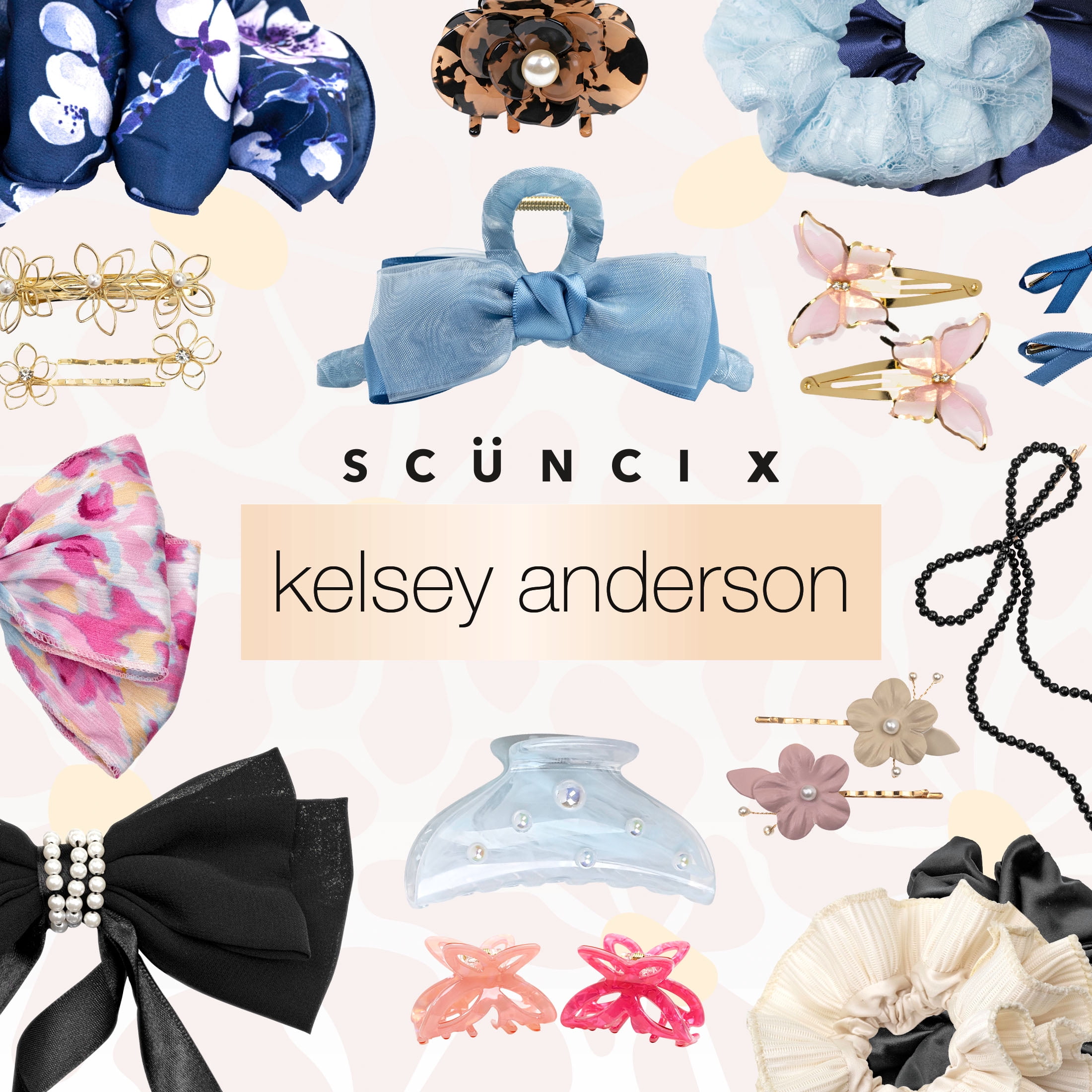 Scunci x Kelsey Anderson Fabric Bow Barrette, Multicolor, 1 count