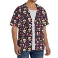 thumbnail image 2 of Yiaed Skull flower leaf colorful Print Mens Casual Wrinkle Free Shirts Short Sleeve Button Down Summer Stretch Dress Shirt-Small, 2 of 5