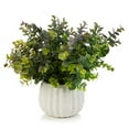 thumbnail image 3 of ENOVA FLORAL Potted Plants Artificial Decor, Artificial Eucalyptus Plants in White Ceramic Pots, Small Potted Fake Plants for Decorations, 3 of 6