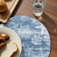 thumbnail image 3 of Haze Blue Coastal Round 13 Inch Placemats Set of 8, Summer Beach Nautical Starfish Coral Vintage HeatResistant Non Slip Place Mats for Dining Table, Wipeable Kitchen Table Mats for Housewarming, 3 of 9