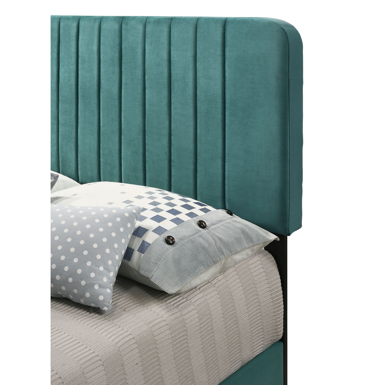 Home Bedroom Furniture Lodi Green Velvet Upholstered Channel Tufted Full Panel Bed - image 4 of 5