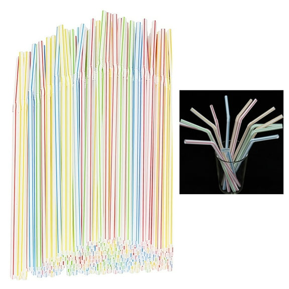 150 Pack Long Flexible Drinking Straws Party Bar Drinking Supplies Plastic Bendy