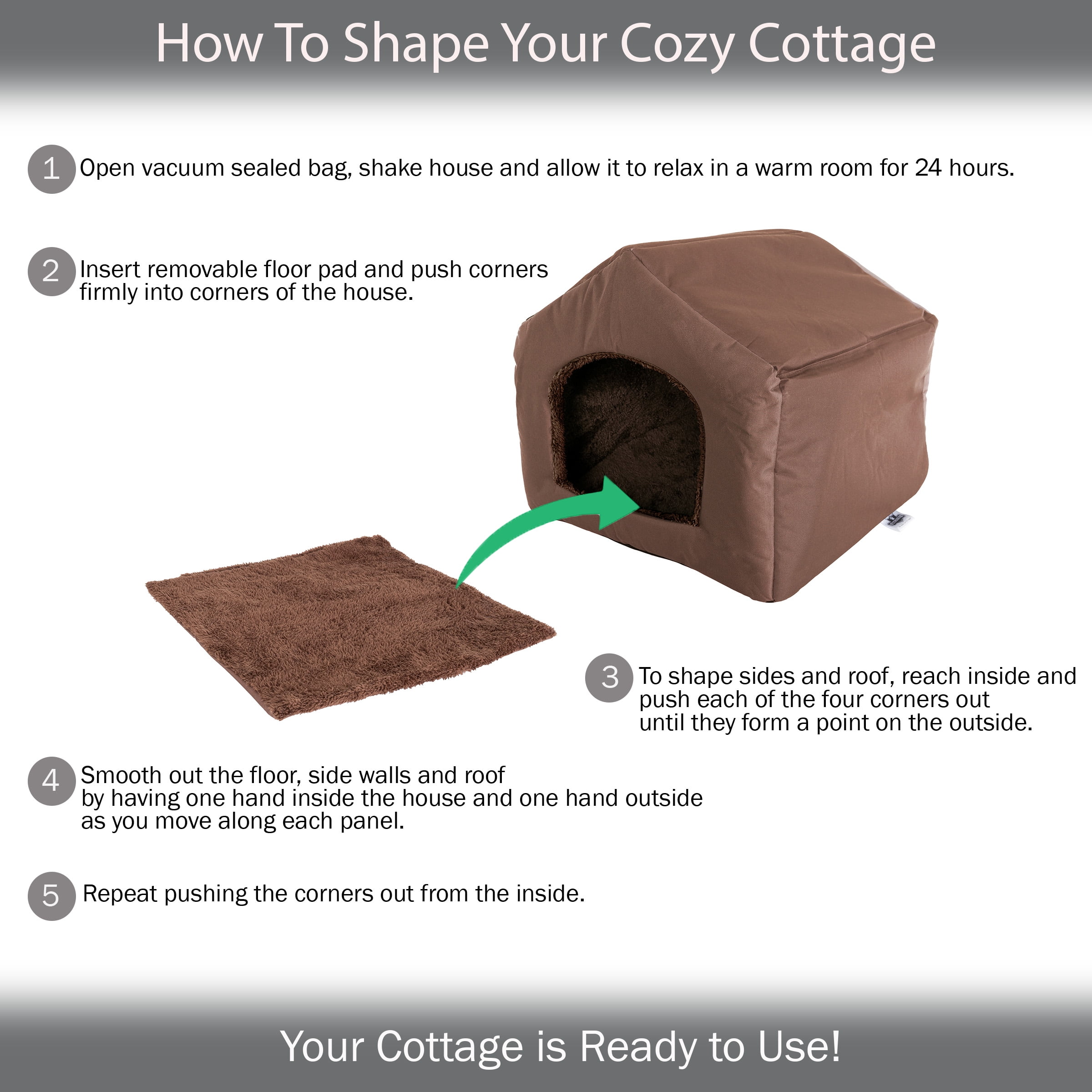 PETMAKER Indoor Cat House with Removable Cushion for Small Cats or Dogs up to 35lbs (Brown)