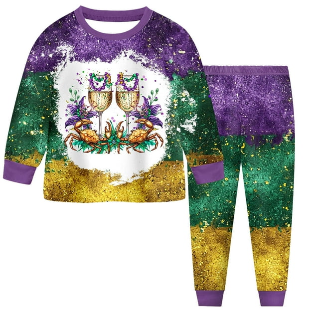 Ensemble Pyjama 2 Pcs pour Garçons et Filles T-Shirt et Pantalon Tenue pour Enfants Fête de Carnaval