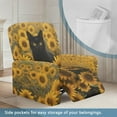 thumbnail image 3 of FKELYI Recliner Slipcover Stretchy Reclining Chair Cover with Pocket Non-Slip Sofa Couch Covers Sunflower Black Cat Print 4 Pcs Furniture Protective Covers, 3 of 7