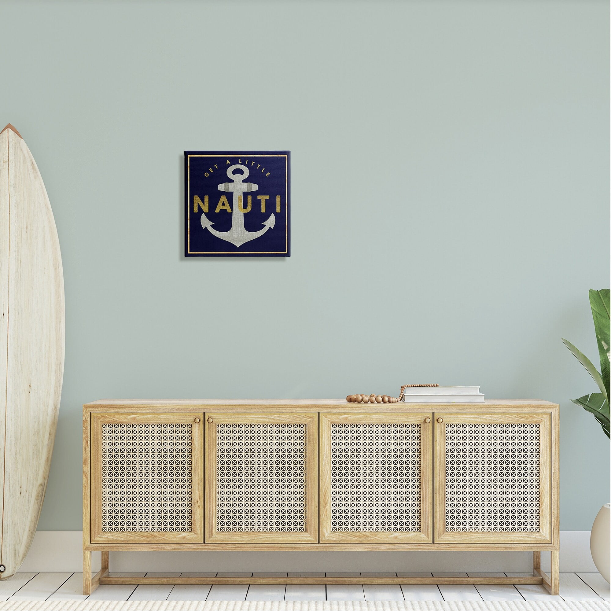 Stupell Industries Get Nauti Witty Nautical Anchor Phrase Typography Graphic Art Gallery Wrapped Canvas Print Wall Art, Design by Graffitee Studios