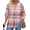 Multicolor GW326, variant on Womens Plus Size Long Sleeve Tops V Neck Plaid Roll Up Shirts Basic Casual Work Blouses