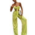 thumbnail image 2 of TRKIYQC Traje de pantalón de dos piezas para mujer, blusas de bandeau con lazo y escote corazón de color sólido y pantalones de pierna ancha TRKIYQC Vida cotidiana, 2 of 9