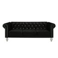 thumbnail image 2 of Home Design Emma Contemporary Velvet Rolled Arm Chesterfield Sofa with Diamond Button Tufted Back and Nailhead Trim, Wood-Turned Legs, Modern Luxury, Black, 2 of 5