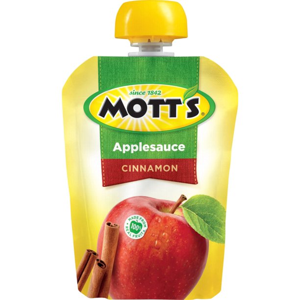 (3 Pack) Mott's Applesauce Pouches, Cinnamon, 3.2 Oz, 4 Ct