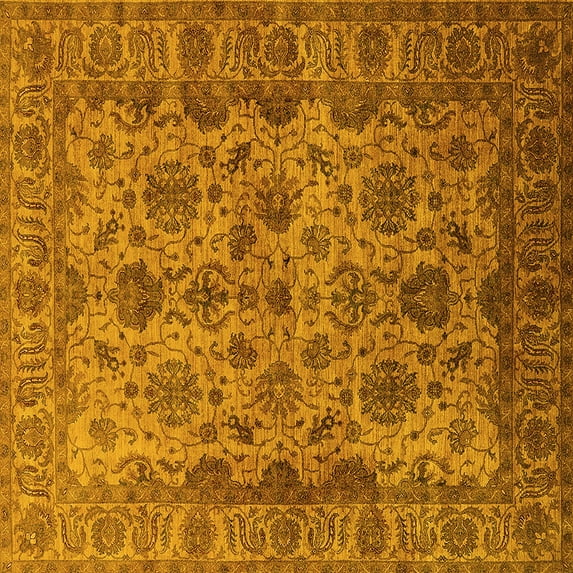 Ahgly Company Indoor Square Oriental Yellow Industrial Area Rugs, 4' Square