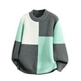 thumbnail image 2 of FRSASU Mens Color Blocked Warm Sweater Casual Crew Neck Elastic Pullover Textured Knit Sweaters Gray, 2 of 9