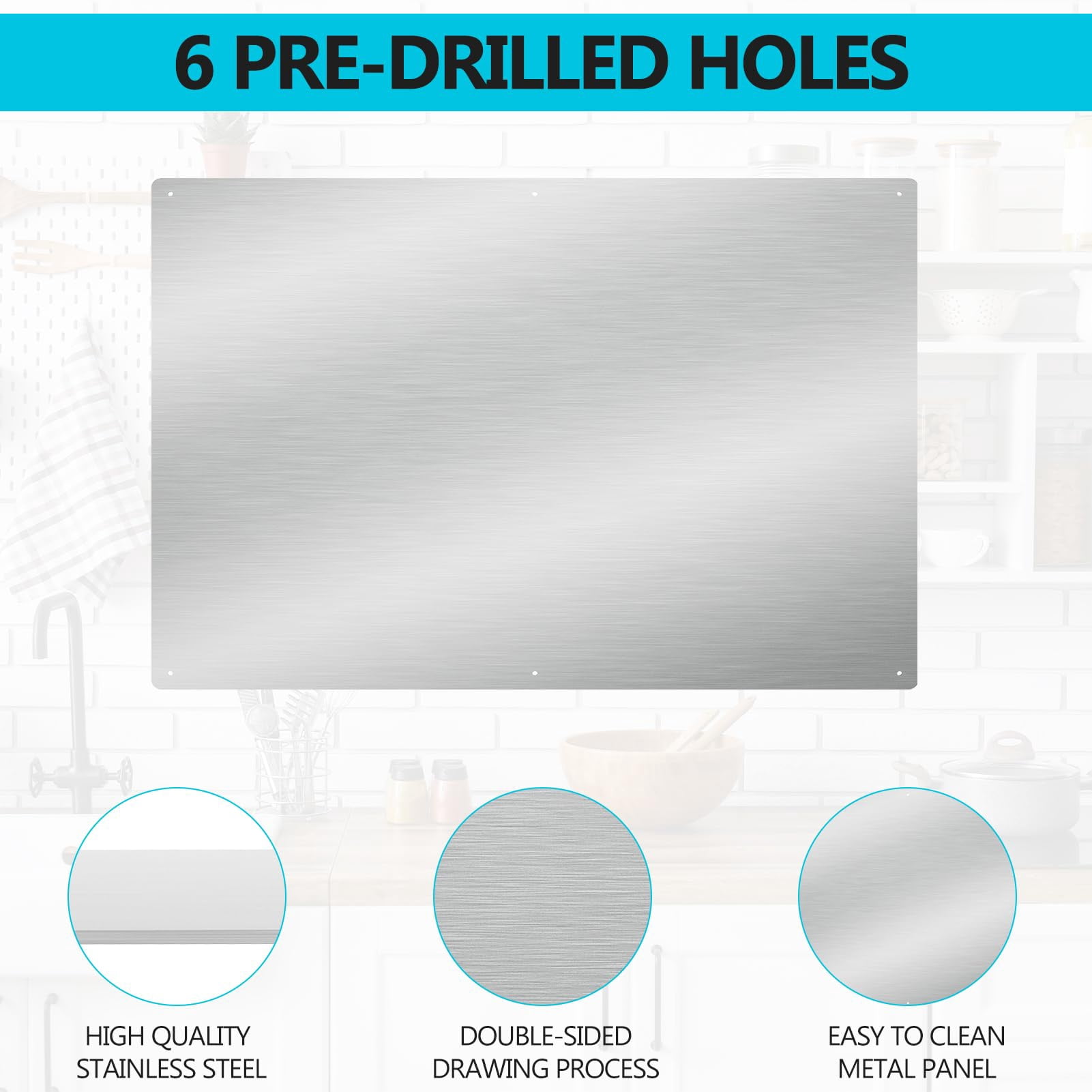 30" X 16" Thicken Heavy Range Hoods Stainless Steel Backsplash Panel Splatter Guard For Stovetop 6 Pre Drilled Holes Easy Installation Keep The Walls Clean  Bright And Beautiful (30" 16")