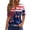 Navy, variant on Women's 250th Anniversary Usa Shirt Independence Day Patriotic Star Stripe Print V-Neck Button Short Sleeve Top