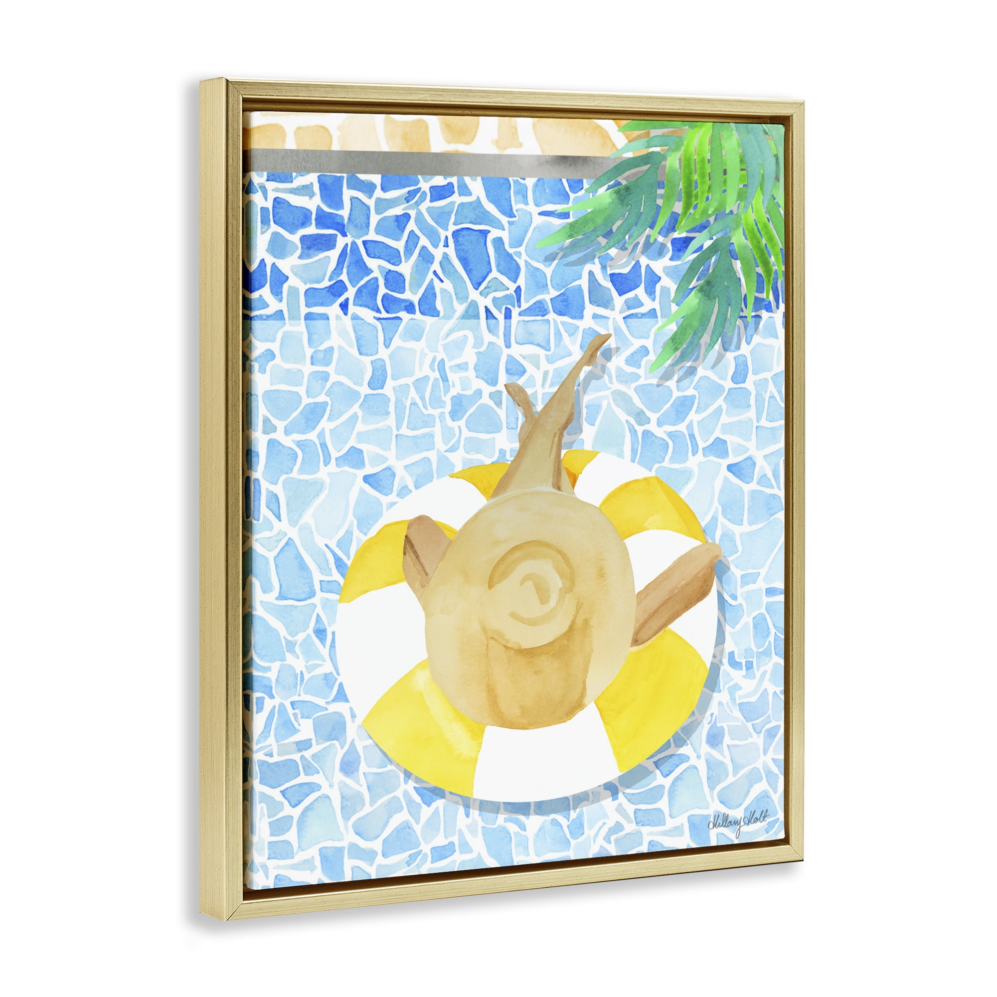 Stupell Industries Summer Poolside Drift Gold Framed Floater Canvas Wall Art, design by Hillary Holt