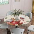 thumbnail image 5 of Christmas Gingerbread Round Tablecloth for 36-44 Inch Tables,Fitted Table Cover with Elastic Edge,Winter Xmas Ball Candy Pine Leaf Beige Waterproof Outdoor Table Cloth Protector for Patio Dinner, 5 of 9