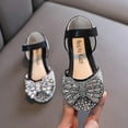 thumbnail image 3 of LAICAIW Fashion Spring And Summer Girls Dance Shoes Princess Dress Performance Shoes Pearl Rhinestone Bow Hook Loop Elegant Comfortable Toddler Girl Sandal (Black-E, 9.5 Toddler), 3 of 6