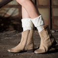 thumbnail image 4 of Calcetines cálidos para mujer Botas de lana tejidas para mujer Leggings cortos con rejilla de rombos, 4 of 6