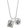 thumbnail image 1 of Delight Jewelry Silvertone Pebble Border Initial - & Silvertone Script Initial Disc - D - Charm Necklace, 20"+3", 1 of 4