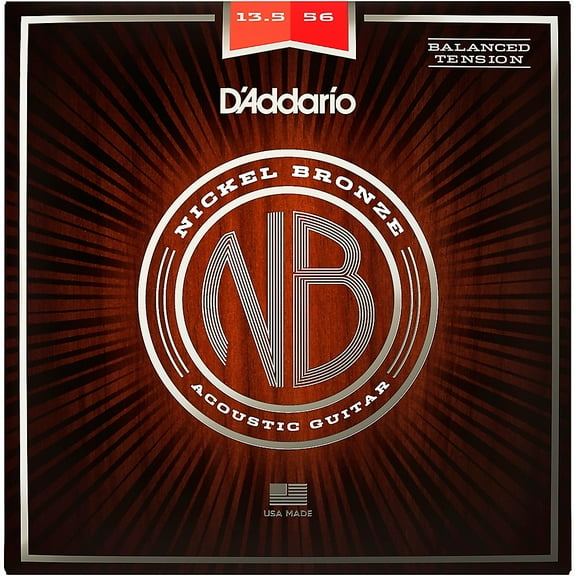 D'Addario NB13556BT Nickel Bronze Acoustic Guitar Strings, Balanced Tension Medium, 13.5-56