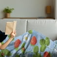 thumbnail image 3 of Ladybugs Soft Flannel Fleece Blanket, Strawberries Daisies and Ladybugs Looks Like Ivy Plant Spotted Insects Image, Cozy Plush for Indoor and Outdoor Use, 50" x 60", Blue Green Red, by Ambesonne, 3 of 5