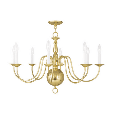 

Chandeliers 8 Light Williamsburg With Polished Brass size 32 in 480 Watts - World of Crystal
