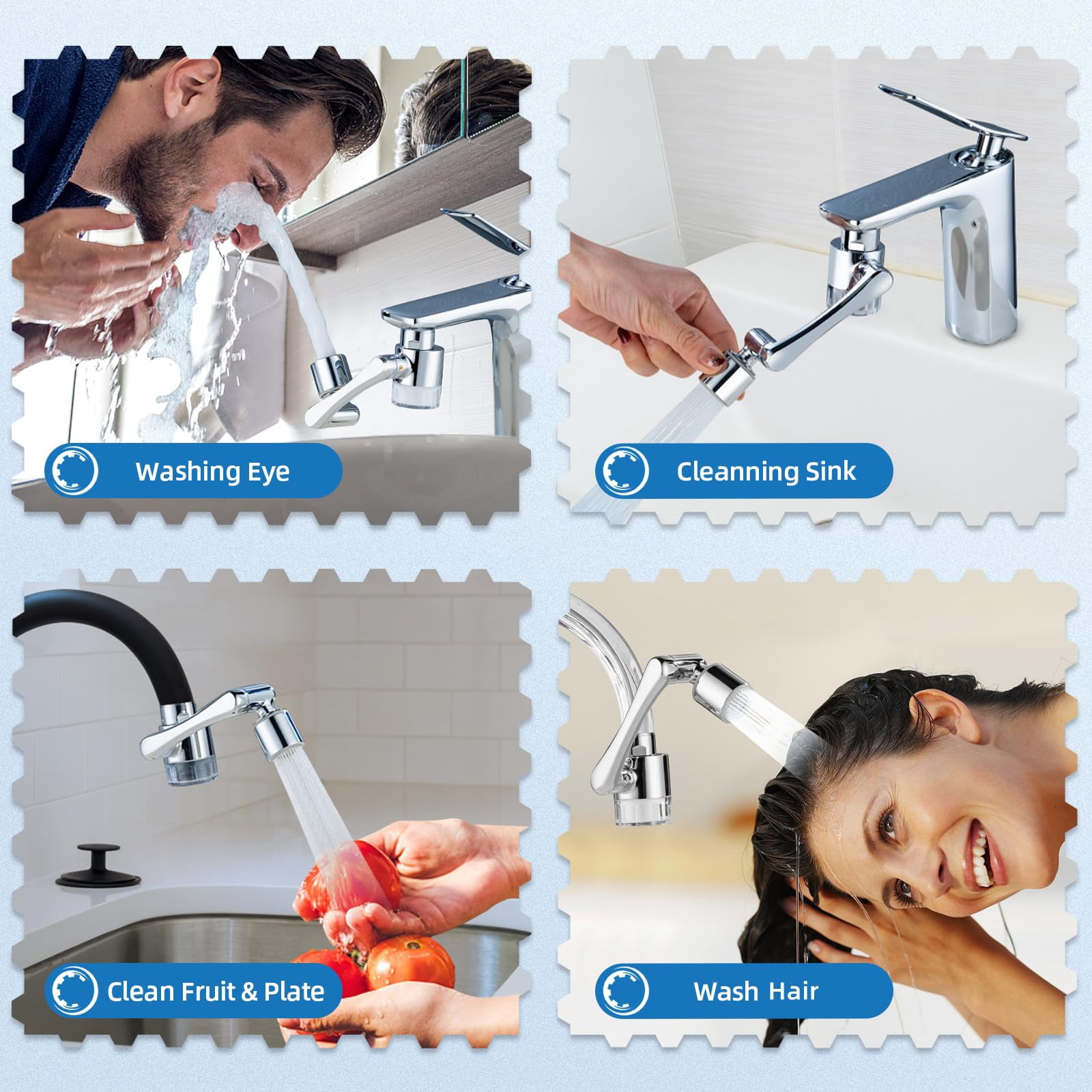 Water-filter For Sink-faucet Extender-aerator - 9pcs Cartridges Reduce Chlorine Bathroom/kitchen Skin Face Eye Wash Brass Faucet Mount Purifier System 1080°rotating 2-mode Swivel Aerator