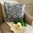 thumbnail image 3 of Pillow Covers 24x24 Grey, Designer Grey Pillow Shams, Ribbon Flowers Floral Theme Pillow Sham, 24x24 inch (60x60 cm) Pillow Sham, Square Silk Shams, Modern Pillow - Vintage Paradise, 3 of 10