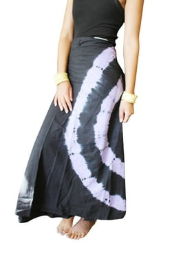 Mogul Women Wrap Skirt, Black Purple Tie Dye Bohemian Wrap Skirt, Cover Up Summer Skirts Onesize