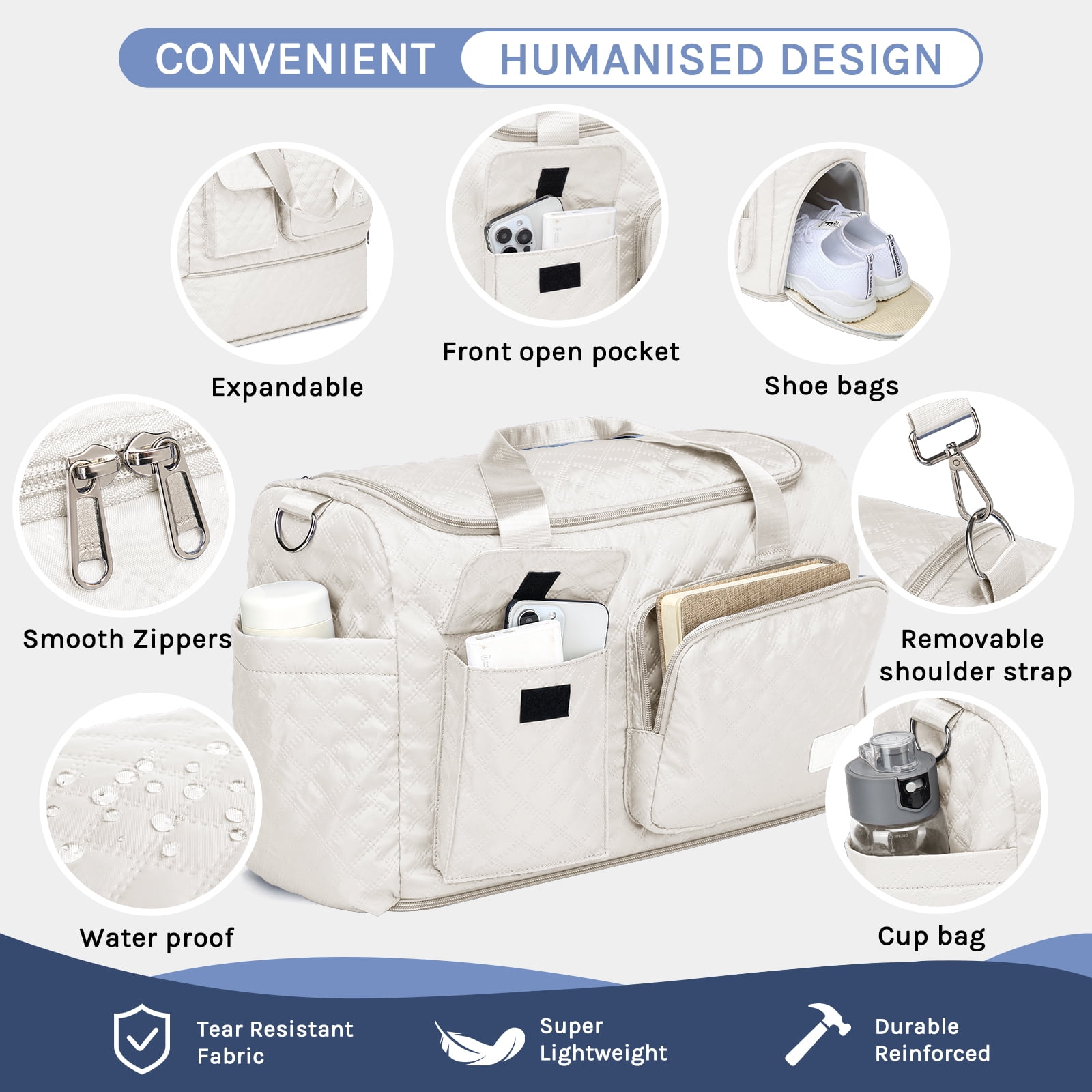 Joyway 2-Piece Expandable Foldable Duffle Bag Set with Wet Pocket and Shoe Compartment, Waterproof Travel and Gym Bags for Men & Women