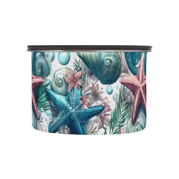 Starfish Shell Airtight Coffee Bean Canister 500 ml Food Storage Containers with Lids For Gournd, Tea, Sugar, Flour, Rice, Cereal, Candy Cookie Jar