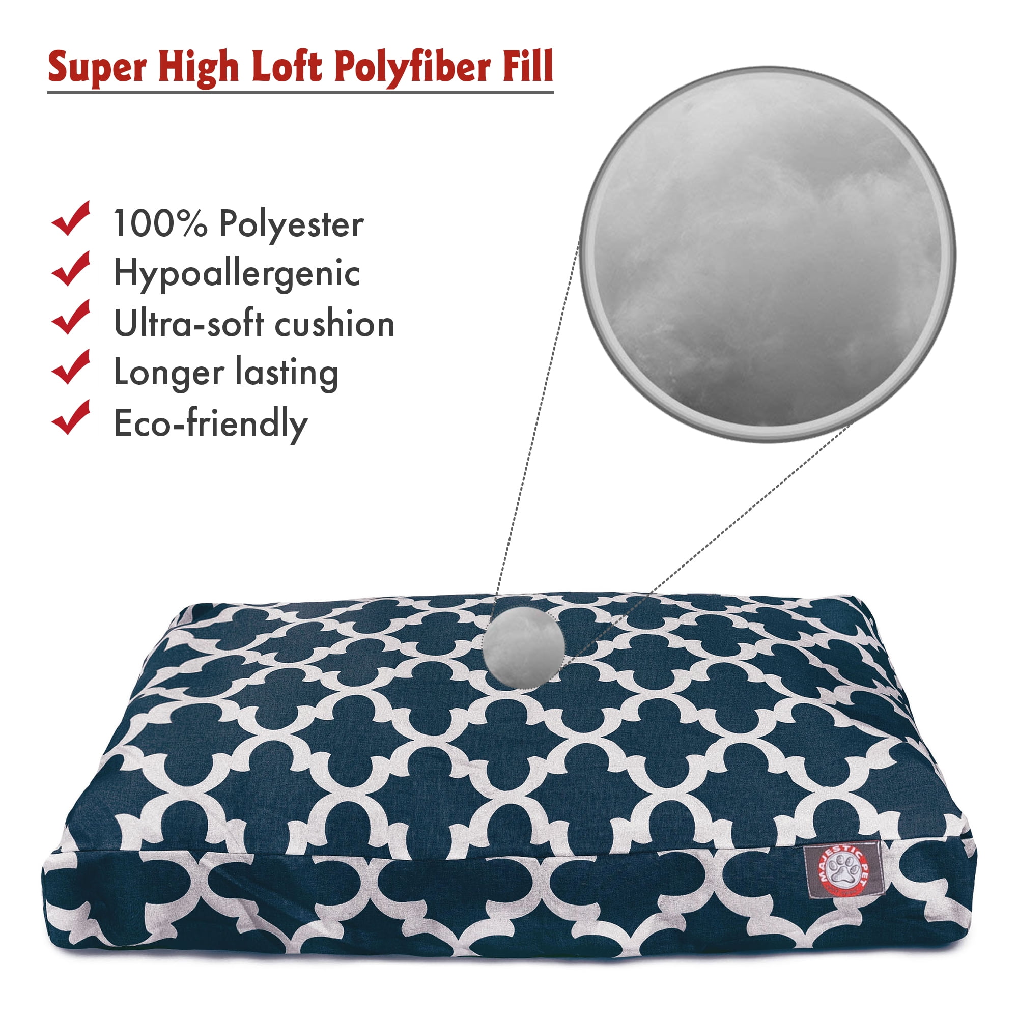 Majestic Pet | Trellis Rectangle Pet Bed For Dogs, Removable Cover, Navy, Small