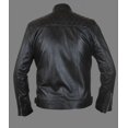 thumbnail image 3 of Noora New Men's Black Lambskin Leather Quilted Biker Jacket With Zipper Designer Slim Fit Quilted Jacket SU022, 3 of 6